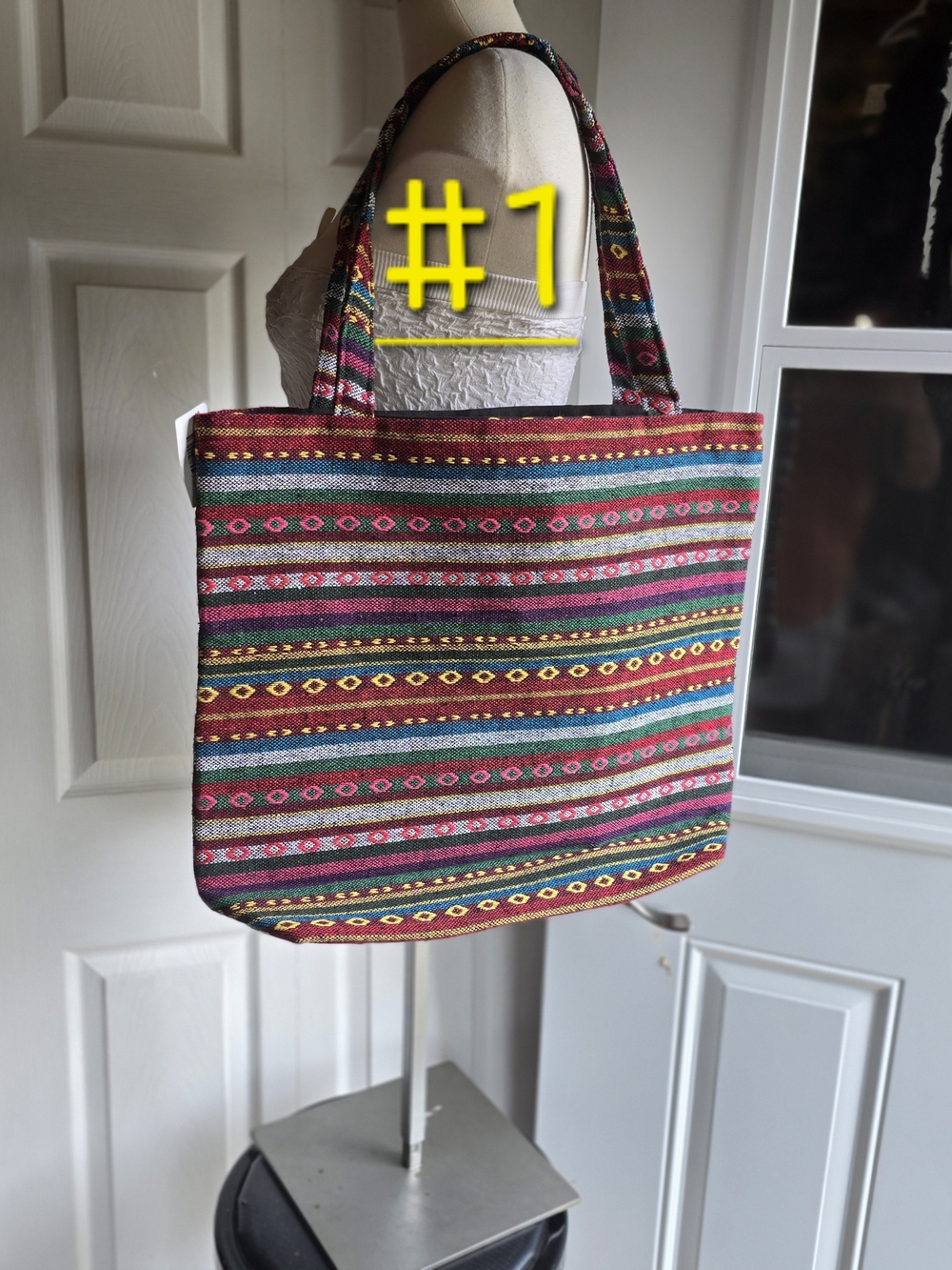 Multicolor Striped Tote Bag - Stylish Everyday Carry  With Zipper